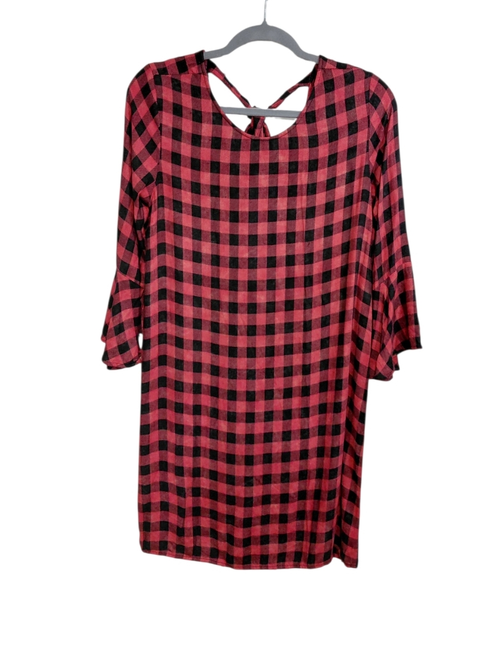 cloth & stone Red and Black Buffalo Plaid Mini Dress
